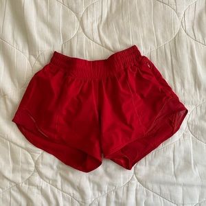 Red Lululemon Hotty Hot Shorts: 4”